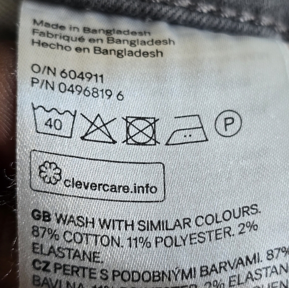 &Denim Women's High Rise Skinny Jeans, Washed Gray color. 5pockets,  size 33 - Picture 9 of 10